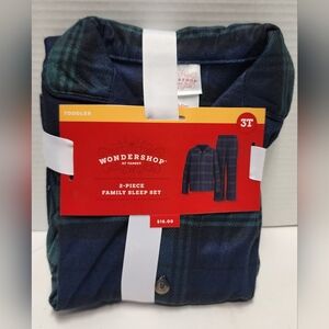 3T Toddler Pajama Plaid Wondershop Kids 2 Pcs Blue Family Sleep Set NEW Cozy